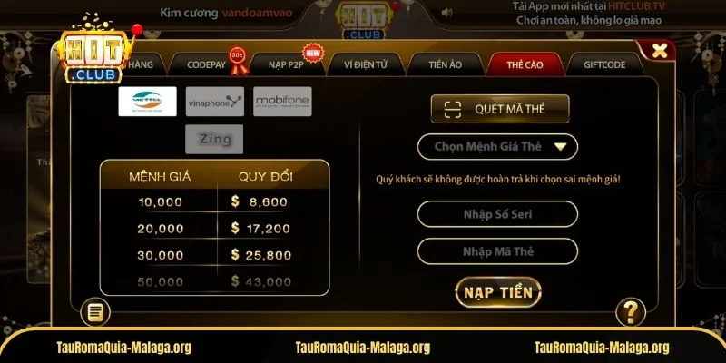 Nạp tiền Hitclub